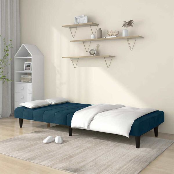 vidaXL Schlafsofa 2-Sitzer Blau Samt