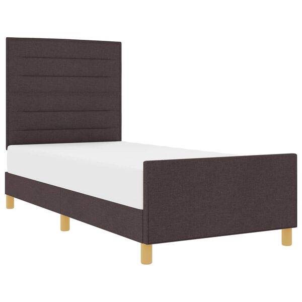 vidaXL Bettgestell mit Kopfteil Dunkelbraun 100 x 200 cm Stoff