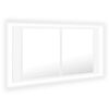 vidaXL LED-Bad-Spiegelschrank Wei&szlig; 90x12x45 cm Acryl