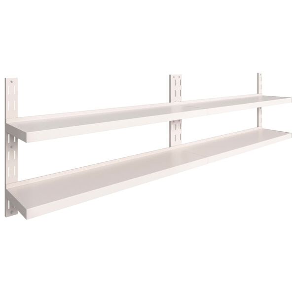 vidaXL Schweberegale mit 2 B&ouml;den 2 Stk. Edelstahl 300x30 cm