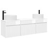 vidaXL Badezimmerschrank-Set 3 stk. Hochglanz Wei&szlig; 49 x 44,5 x 65,5 cm