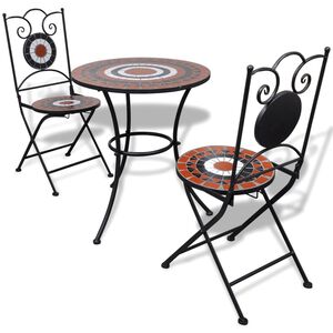 vidaXL 3-tlg. Bistro-Set Keramik Terrakotta und Wei&szlig;