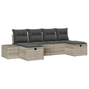 vidaXL Gartensofa-set 6 stk. Hellgrau Poly-Rattan
