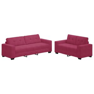 vidaXL 2-tlg. Sofagarnitur mit Kissen Weinrot Samt