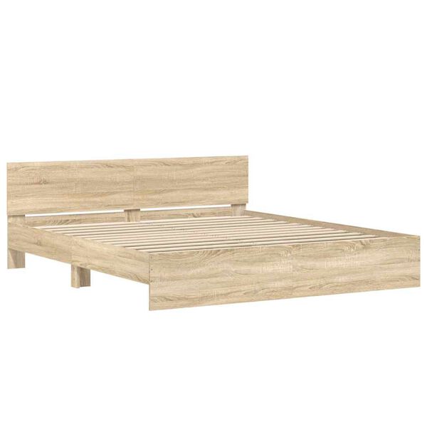 vidaXL Bettgestell mit Kopfteil Sonoma-Eiche 200x200 cm