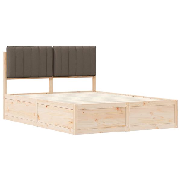vidaXL Bettgestell mit gepolstertem Kopfteil Taupe 140 x 190 cm