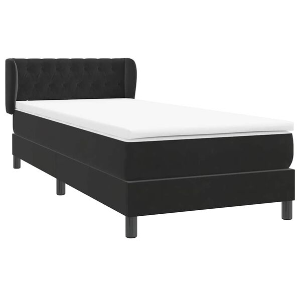 vidaXL Boxspringbett mit Matratze Schwarz 80x220 cm Samt