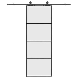vidaXL Schiebet&uuml;r mit Beschlag Schwarz 76x205 cm ESG-Glas