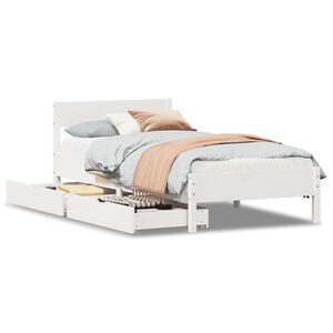 vidaXL Massivholzbett ohne Matratze Wei&szlig; 75x190 cm Kiefernholz