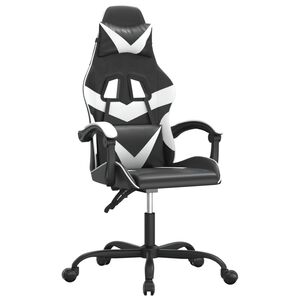 vidaXL Gaming-Stuhl Drehbar Schwarz und Wei&szlig; Kunstleder