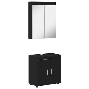 vidaXL Badezimmerm&ouml;bel-Set TULUM 2 Stk. Schwarz 60 x 34 x 63 cm