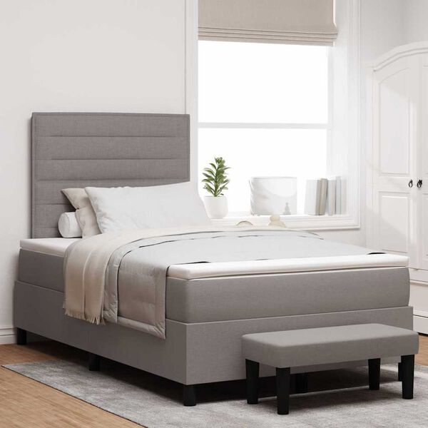 vidaXL Boxspringbett mit Matratze Taupe 120 x 200 cm Stoff