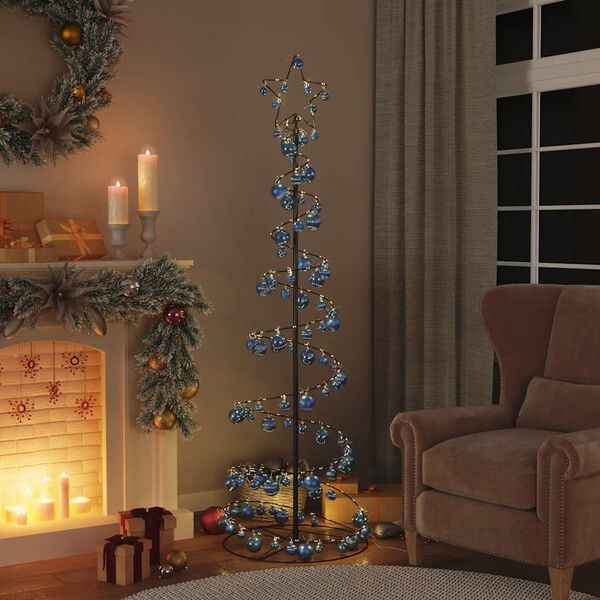 vidaXL LED Weihnachtsbaum mit Kugeln 120 LEDs Warmwei&szlig; 180 cm
