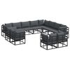 vidaXL Gartensofa-set mit Kissen 12 pcs Schwarz Aluminium