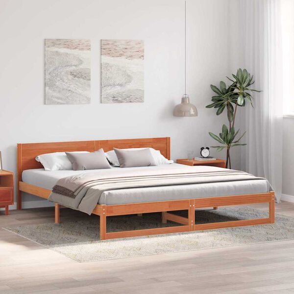 vidaXL Bettrahmen Wachsbraun 180 x 200 cm Massives Kiefernholz
