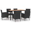 vidaXL 7-tlg. Garten-Essgruppe mit Kissen Schwarz Poly Rattan