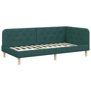 vidaXL Eckbettgestell mit Kopfteil Dunkelgr&uuml;n 100 x 200 cm Stoff