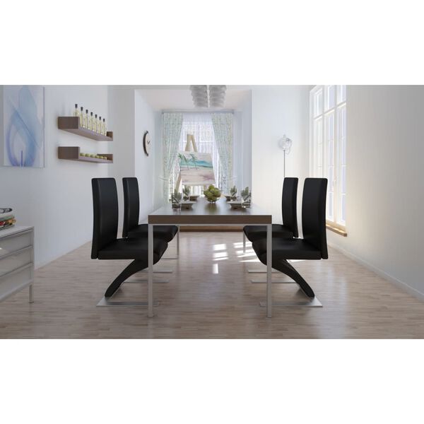 vidaXL Esszimmerst&uuml;hle 4 Stk. Schwarz Kunstleder