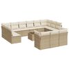 vidaXL 14-tlg. Garten-Sofagarnitur mit Kissen Beige Poly Rattan