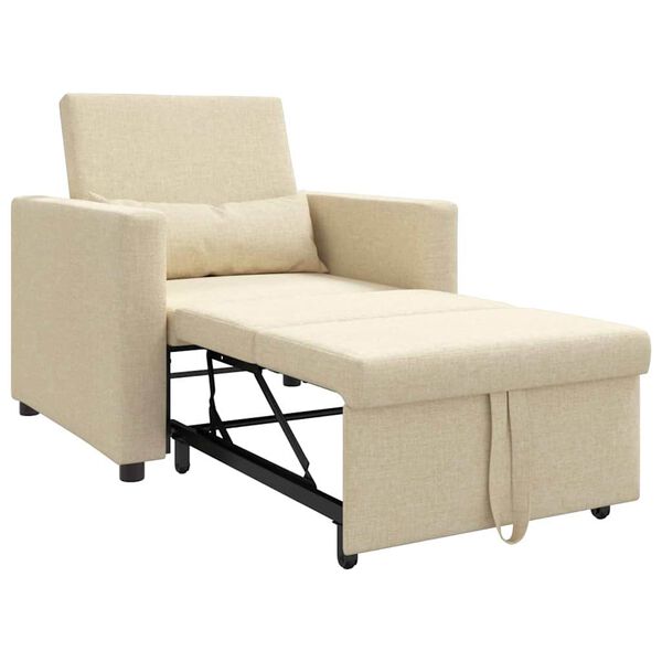 vidaXL Einzel-Schlafsofa mit Rädern Creme 90 x 165 x 87 cm Stoff