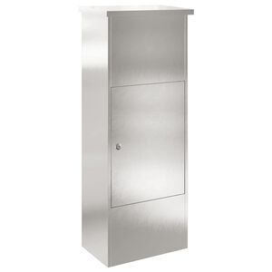 vidaXL Paketdrop-Box mit T&uuml;r Silber 44,5 x 29 x 110,5 cm Edelstahl