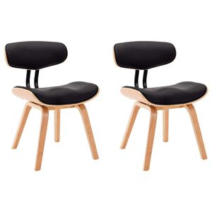 vidaXL Esszimmerst&uuml;hle 2 Stk. Schwarz Bugholz und Kunstleder