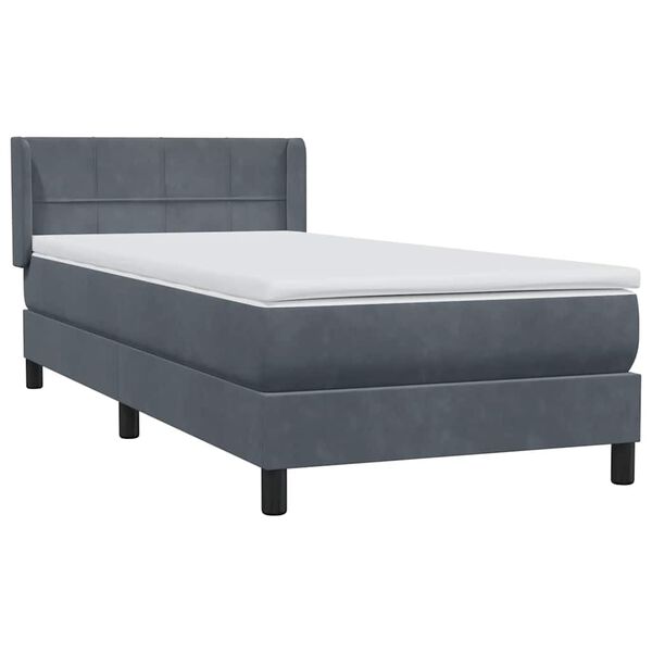 vidaXL Boxspringbett mit Matratze Dunkelgrau 80x220 cm Samt
