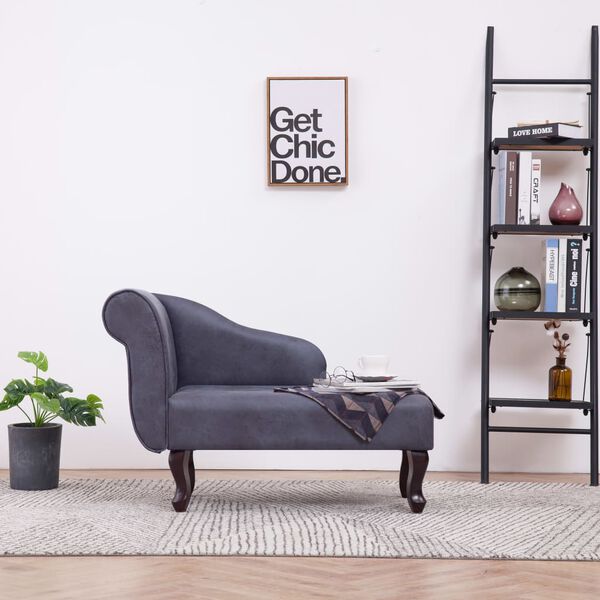 vidaXL Chaiselongue Grau Wildleder-Optik