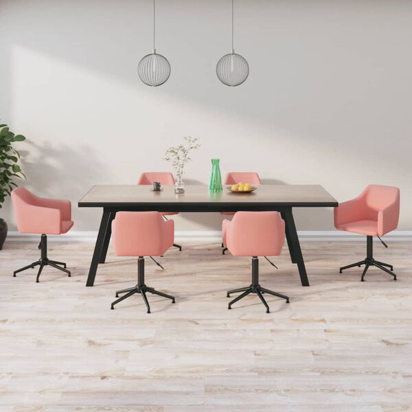 vidaXL Esszimmerst&uuml;hle 6 Stk. Drehbar Rosa Samt