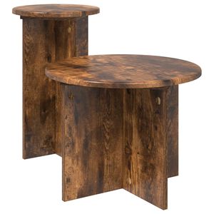 vidaXL Beistelltisch-Set 2 Stk. R&auml;uchereiche &Oslash; 45 x 35 cm