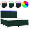 vidaXL Boxspringbett mit Matratze & LED Dunkelgr&uuml;n 160x200 cm Samt