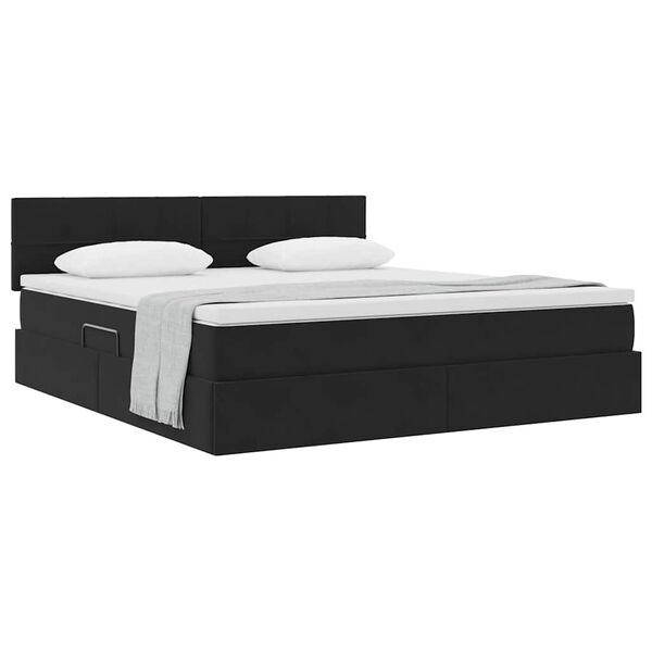 vidaXL Aufbewahrungsbett mit Matratze Schwarz 180 x 200 cm Samt