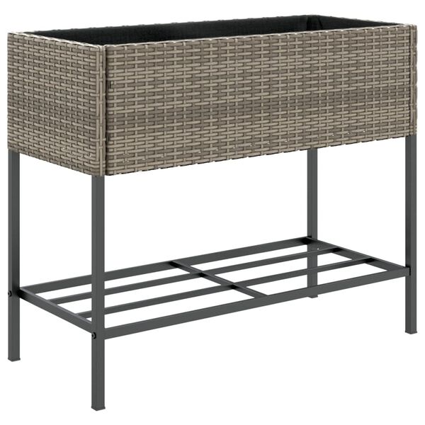 vidaXL Pflanzk&uuml;bel mit Ablage Grau Poly Rattan