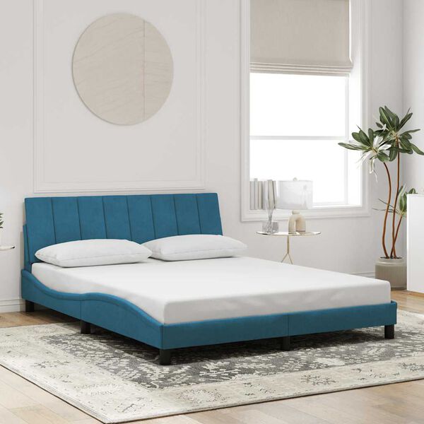 vidaXL Bettgestell ohne Matratze "Hanko" Blau 160x200 cm Samt