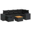 vidaXL 7-tlg. Garten-Sofagarnitur mit Kissen Schwarz Poly Rattan