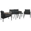 vidaXL 5-tlg. Balkonm&ouml;bel-Set mit Kissen Schwarz Stahl