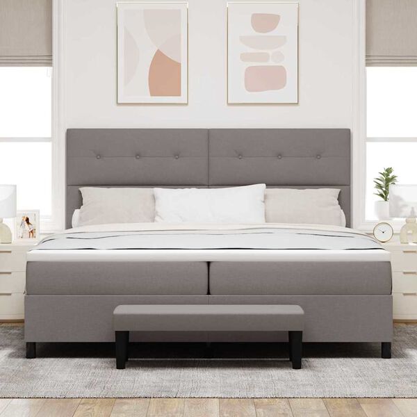 vidaXL Boxspringbett mit Matratze Taupe 200 x 200 cm Stoff