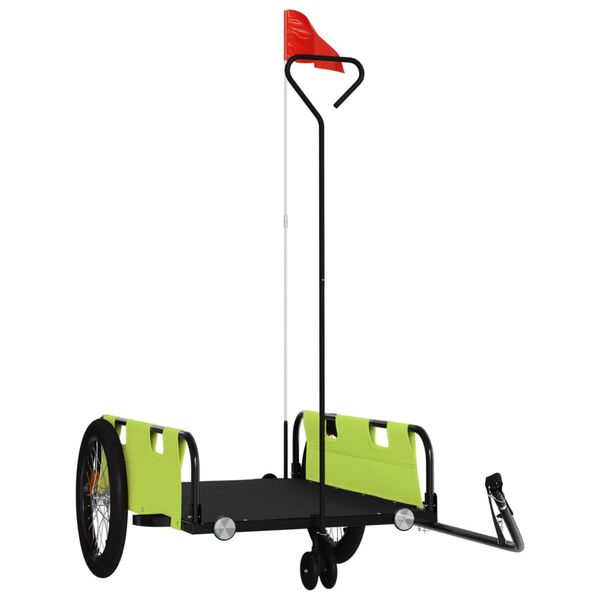 vidaXL Fahrradanh&auml;nger Gr&uuml;n und Schwarz Oxford-Gewebe & Eisen