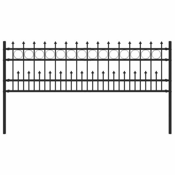 vidaXL Spike-Ringzaun Schwarz 200 x 130 cm Pulverbeschichteter Stahl