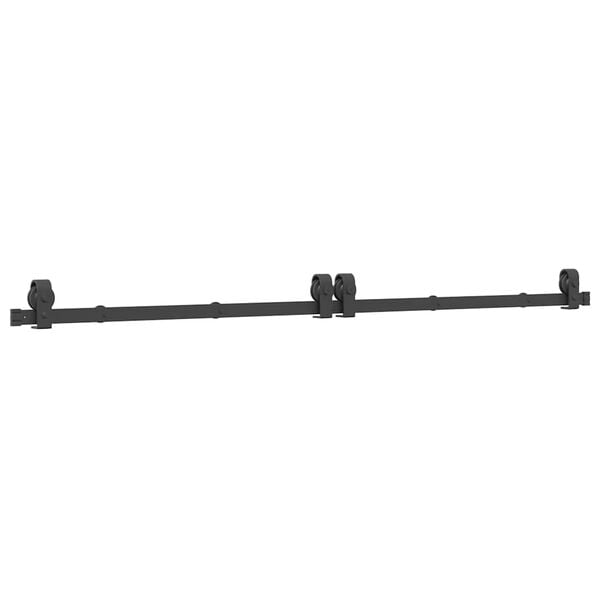 vidaXL Schiebet&uuml;rbeschlag-Set 200 cm Stahl Schwarz