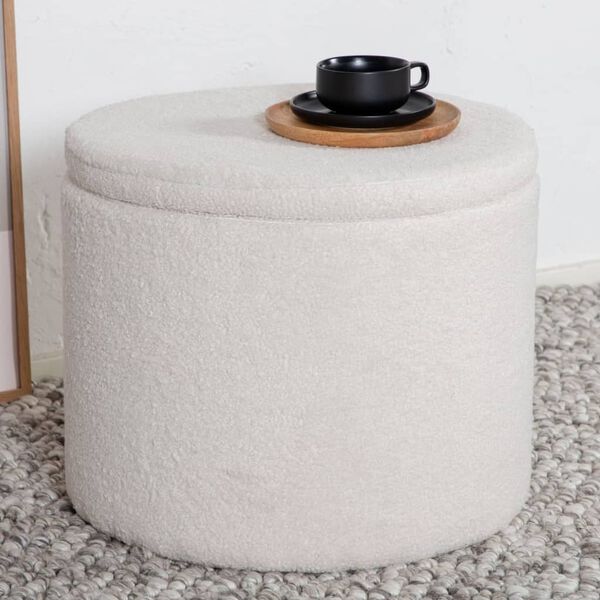 Venture Home Hocker Dunken 51x51x43 cm Teddy Wei&szlig;