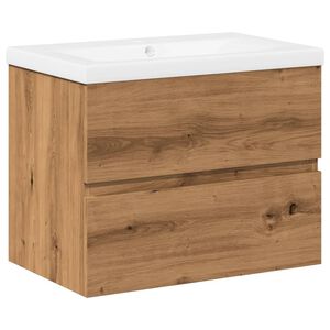 vidaXL Waschbeckenunterschrank mit Einbaubecken Artisan-Eiche