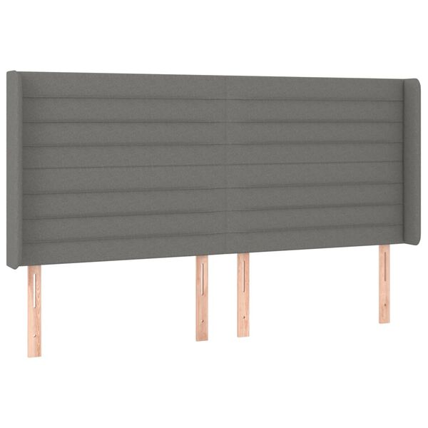 vidaXL Kopfteil mit Ohren Dunkelgrau 163x16x118/128 cm Stoff