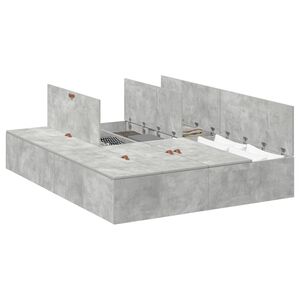 vidaXL Aufbewahrungsbettgestell Beton Grau 135 x 190 cm Holzwerkstoff