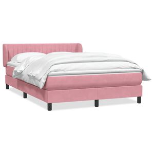 vidaXL Boxspringbett mit Matratze Rosa 140x220 cm Samt