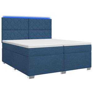 vidaXL Boxspringbett mit Matratze mit Kopfteil Blau 200 x 200 cm Stoff