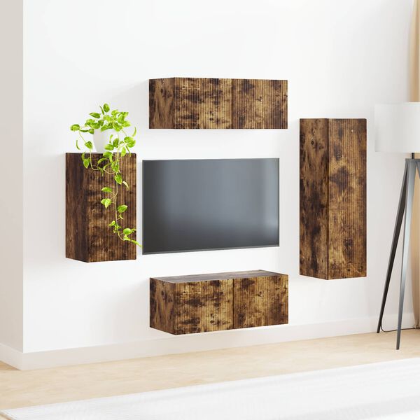 vidaXL TV-Schrankset 4 pcs Ger&auml;ucherte Eiche Holzwerkstoff