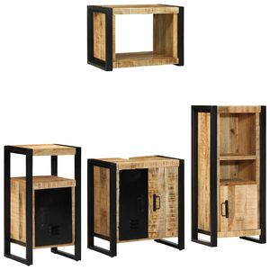 vidaXL Badezimmerm&ouml;bel-Set 4 stk. Braun und Schwarz 55 x 35 x 60 cm