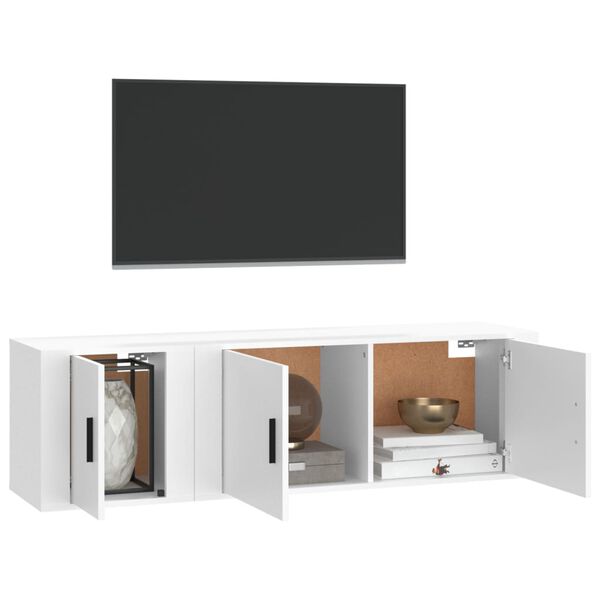 vidaXL 2-tlg. TV-Schrank-Set Wei&szlig; Holzwerkstoff