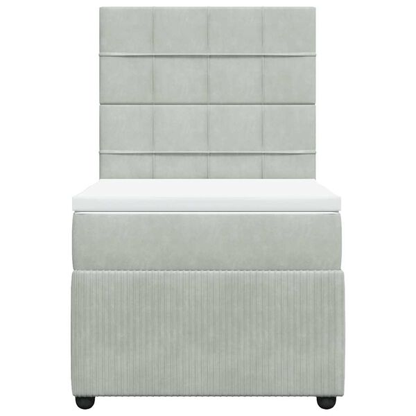 vidaXL Boxspringbett mit Matratze Hellgrau 90x200 cm Samt